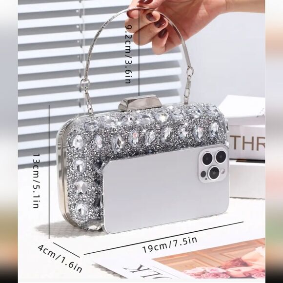 Elegant Rhinestone Jewel Encrusted Evening Clutch Purse - Picture 7 of 7